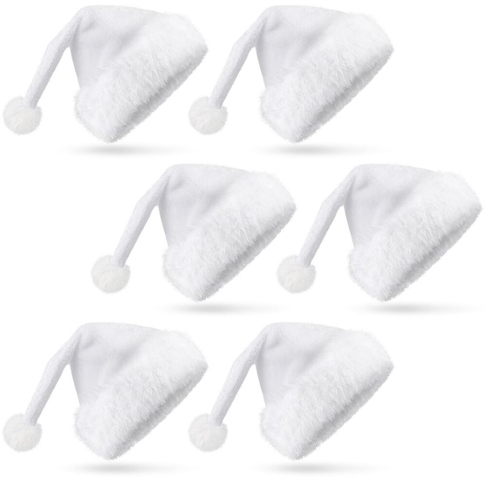 4462 6 Piece Christmas Hat Xmas Santa Claus Hats Plush Santa Hats Adult